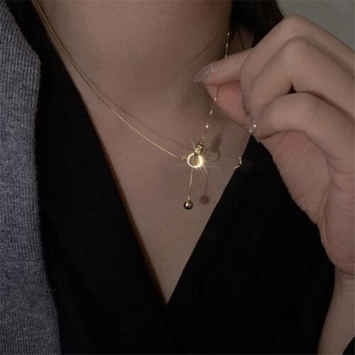 Shining Stones Gold Round Ball Pendant Necklaces Women Jewelry Clavicle 2021 Trendy Silver Plated Necklace Girls Choker Bijou