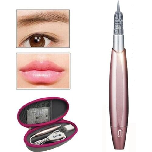 Professional Microblading Eyebrow Tatto Pen Machine Rotary Lip Contour Pen Beauty Salon With 10pcs Cratridge Needles