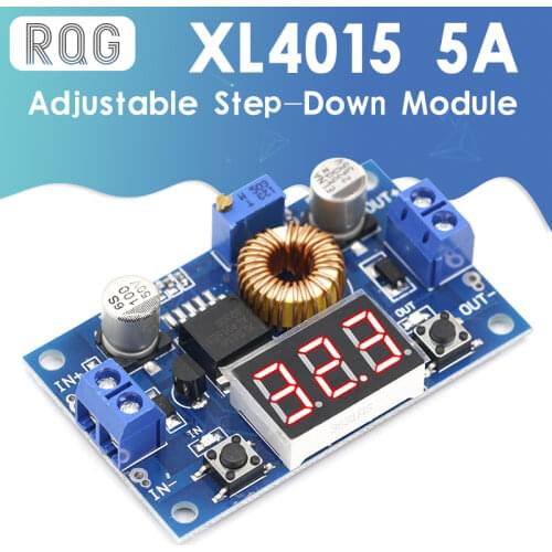XL4015 High power 5A 75W DC-DC Adjustable Step-down Charger Module Step Down Buck Converter LED Driver with Red Voltmeter