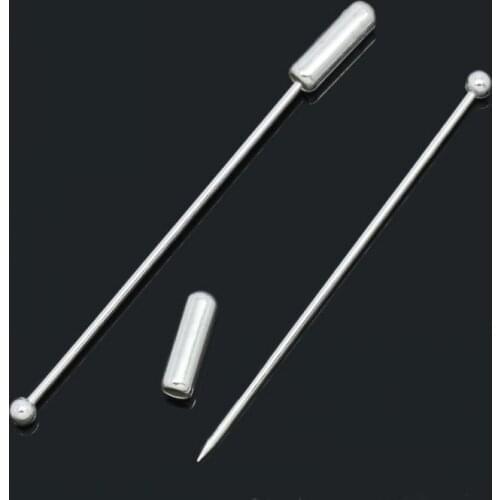 DoreenBeads Retail Copper Brooches Enamel Pin Ball Caps W/Stopper Ends Silver color 5.1cm(2"),20PCs