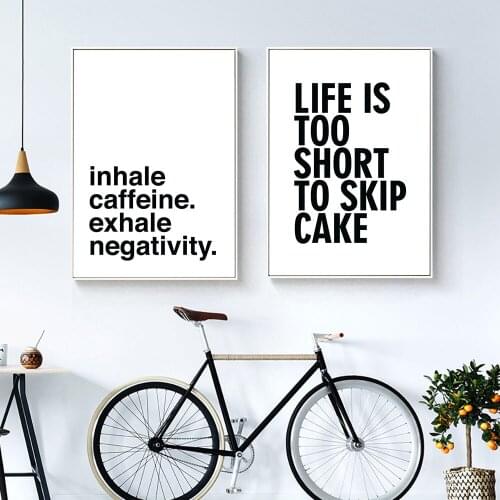 Coffee Quote Picture Scandinavian Black and White Poster Nordic Decoration Life Is Too Short To Miss Coffee Print Home Decor