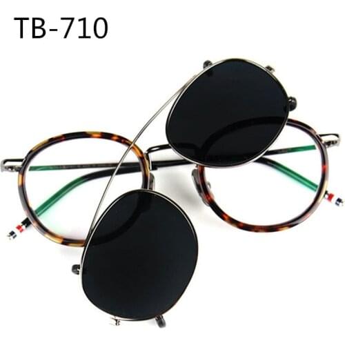 Clip on Sunglasses New York Brand 2017 Thom Round Glass Frames TB710 Men and Women Eyewear Optiacl Glasses with Box