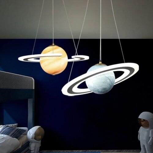 Modern Pendant Lamp Led Designer Planet Children Room Glass Ball Creative Living Bedroom Space Nordic Indoor Decor Pendant Light
