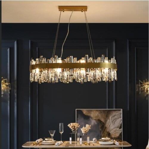 Modern Crystal Chandeliers Rectangular Simple Island Decorative Lights Designer Creative Crystal Lighting in Living Room