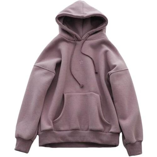 Oversized Hoodie Womens Sweatshirt Autumn Winter Korean Fashion Thicken Kawaii Embroidered Star Harajuku Pullover Female Coat