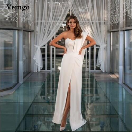 Verngo New Design 2021 Wedding Dresses With Cape Sleeve Sweetheart Slit Long Formal Gowns Modest Bride Party Reception Dress