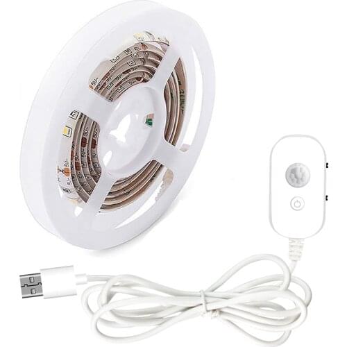 USB Led Strip Light PIR Motion Sensor Tape Waterproof Under Cabinet Dimmable Night Lamp for Kitchen Closet Wardrobe Stair 1/3/5M