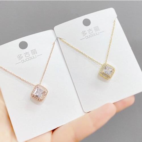 Japanese and Korean Fashion Micro Inlaid Zircon Necklace Womens Ins Style Clavicle Chain Pendant Necklace Jewelry
