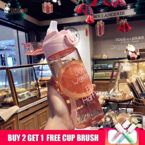 YIHAO 750ML High Quality Water Bottle Plastic Fresh sports shatter-resistant kettle large capacity with straw Water Bottle