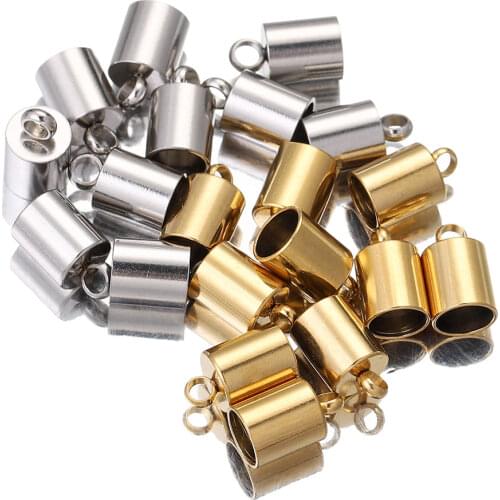 10pcs Lot Stainless Steel Silver Gold Clasps Hooks Cords End Caps Cord for Jewelry Making Bracelet Necklace DIY Jewelry Findings