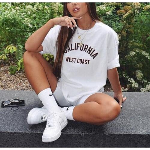 White Camisetas Mujer California West Coast Summer T Shirt Women Short Sleeve Funny Tshirt Women Tee Shirt Femme T-shirt