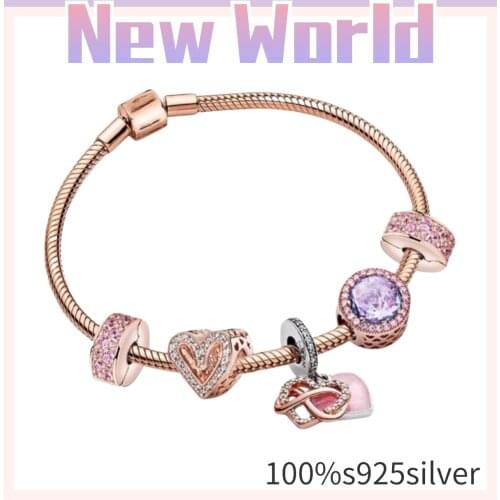 2021 hot style 100% 925 Sterling Silver Pando Flat Bracelet for Valentines Day Charm Bracelet Perfect for Women Gift Jewelry