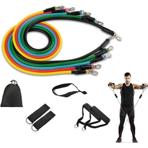 11pcs 100lbs Dropshipping Pull Ropes Elastic Resistance Bands Tube Yoga Expander Training Workout Exercise Gym Fitness Equipment
