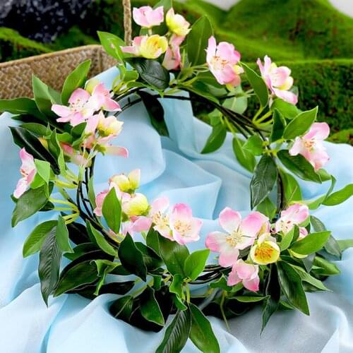 180CM Artificial Flowers Fake Begonia Sakura Ivy Vine Hanging Garland String With Green Leaves Home Office Wedding Decoration