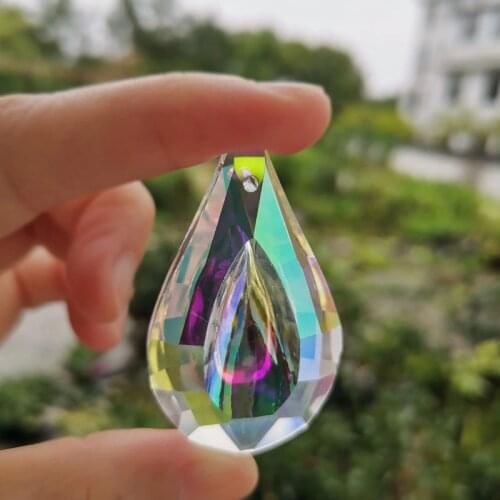 2pcs 38mm Rainbow Crystal Suncatcher Hanging Pendant Chandelier Prism Parts Lamp Beads Chain Home Wedding Decoration Figurine