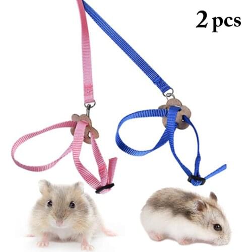 2Pcs Small Animal Pet Leash Harness Adjustable 8-Shape Rope Parrot Leash Hamster Rabbit Chinchilla Squirrel Leash Outdoor Lead