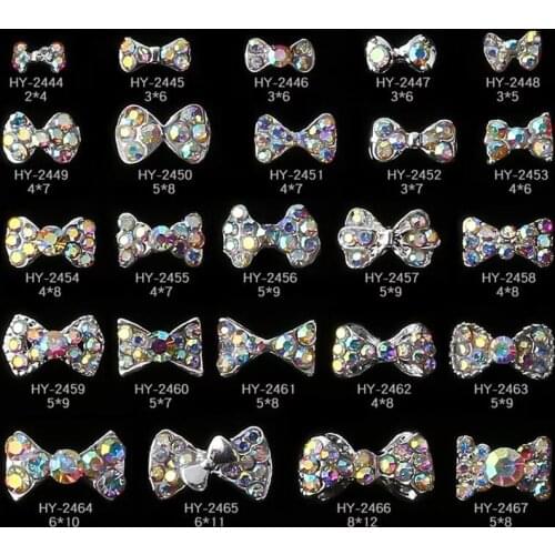20pcs Charm Alloy Bowknot AB Diamond Rhinestones Nail Art Decorations Crystal Jewelry Ornaments Fashion 3D Manicure Accessories