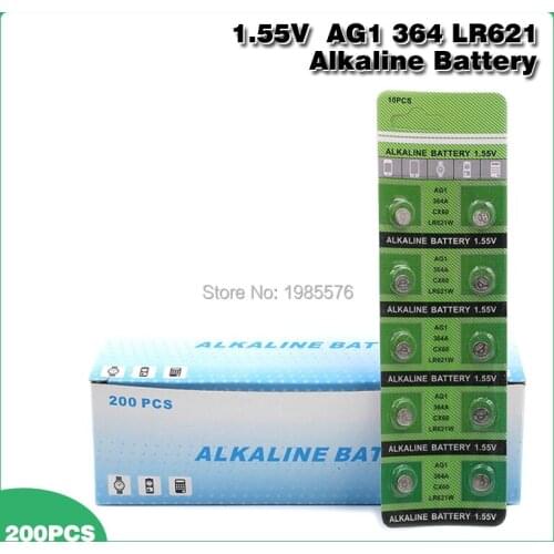 200pcs/pack AG1 LR621 SR621 164 Button Batteries LR621W CX60 364A Cell Coin Alkaline Battery 1.55V TR621SW For Watch Toys Remote