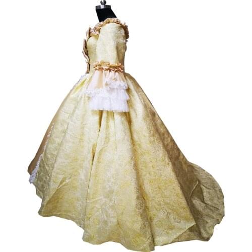 2020 New gold victorian Halloween Cosplay dress Colonial Georgian Renaissance Gothic Historical dress D-366