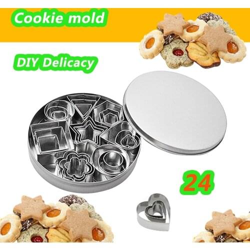 24pcs/set Stainless Steel Fruit Cookie Cake Biscuit Dough Cutter Mold Baking 2