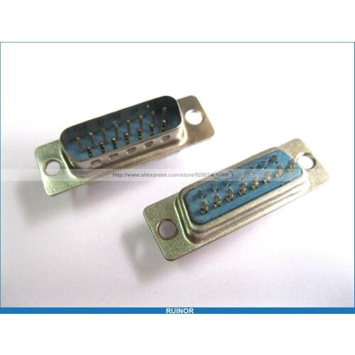 8 Pcs D Sub 15 Pin 2 Rows DIP Male Solder Connector