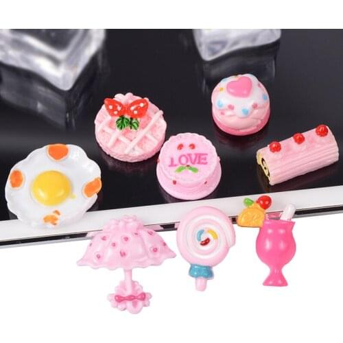 8Pc MIni Resin Cake Dessert Patch Jewelry DIY Phone Shell/Kids Hairpin/Earrings Pendant Girls Jewelry Food Toys Bake Accessories