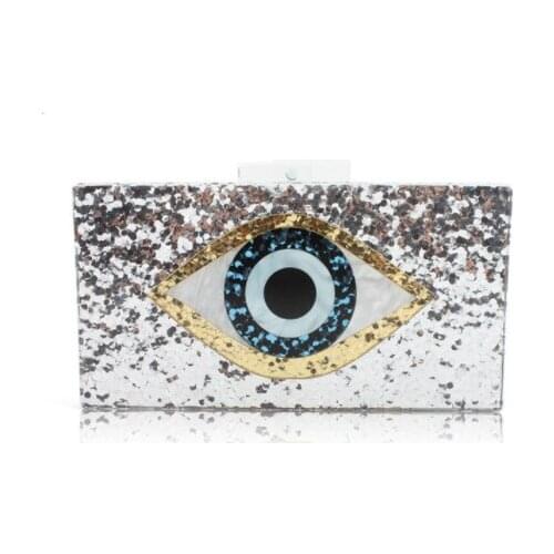 Evil Eye Bag Acrylic Clutch Bag Ethnic Evil Eye Bag Purse Acrylic Box Clutches Black Fabric Wallet Lady Envening Handbags