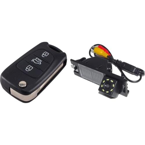 Car Rear View Parking Camera for Hyundai Tucson Ix35 06-14 with 3 Buttons Flip Remote Key Case for Hyundai I20 I30