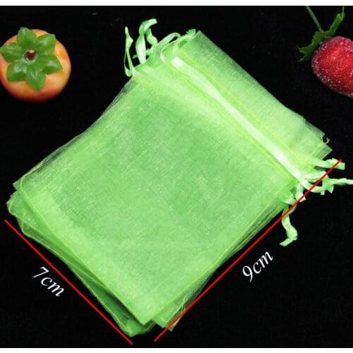 Free Shipping 100pcs apple Green Organza Gift Bags Jewellery Packing Drawable Wedding Gift Bags Pouch 7cm X 9cm