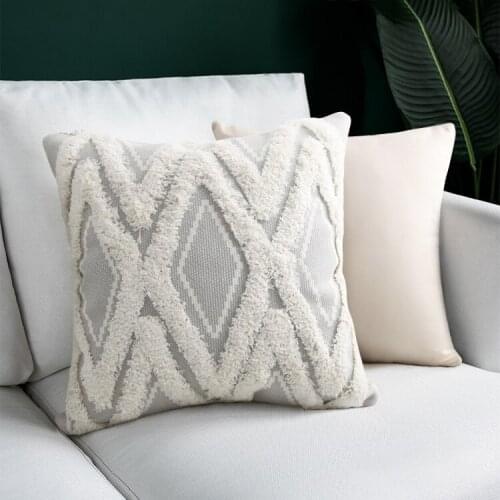 Boho Tufted Cushion Cover Morocco Geometric Pillow Case Plush Decorative 45x45cm Pillow Cover Sofa Couch Home Decor Pillowcase
