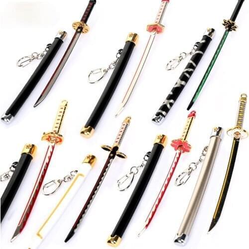 Japan Anime Demon Slayer Day-wheel Knife Model keychain Kamado Tanjirou Agatsuma Zenitsu Sabre model key chain