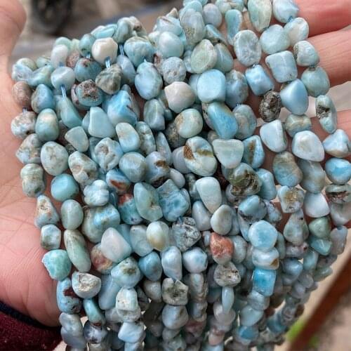 6-8mm Irregular Natural Genuine Larimar Stone Beads Loose Spacer Beads For DIY Jewelry Making Bracelet Necklace 15'' Strands