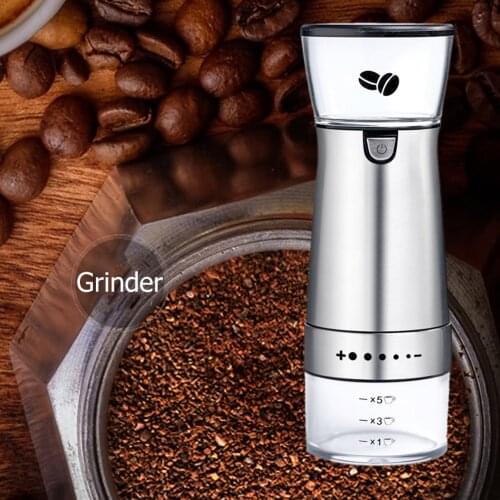 Household Coffee Grinder Portable Electric Coffee Bean Pepper Grinders USB Rechargeable Kitchen Stainless Steel Tool Grinders