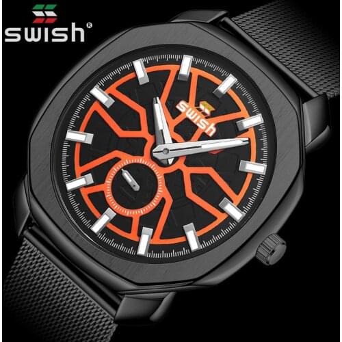 SWISH Men Watch Top Brand Luxury Sports Quartz Mens Watches Full Steel Waterproof Chronograph Wristwatch Men Relogio Masculino