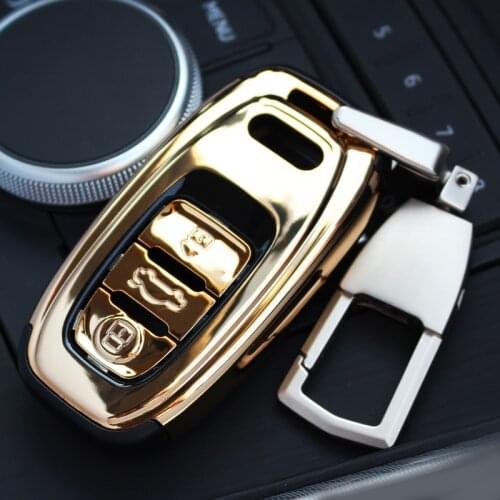 TPU+ABS Key Covers Car Styling Case For Audi A3 A4 A5 A6 A7 A8 Q5 Q8 S4 S5 S6 3 Buttons Smart Remote Fobs Cover Bag Keychain