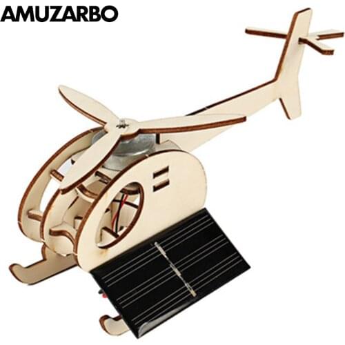 Wooden Solar Helicopter Model Kits to Build DIY Educational Science Creative Robotics for Kids STEM Learning Building Toys