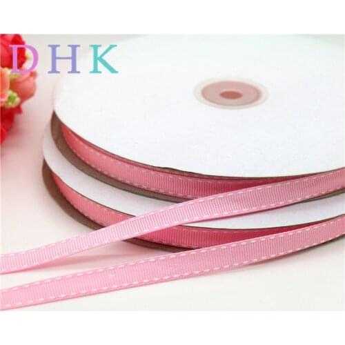 DHK 3/8'' Free shipping pink double face stitched ribbon accessories hairbow headwear decoration wholesale 9mm S818