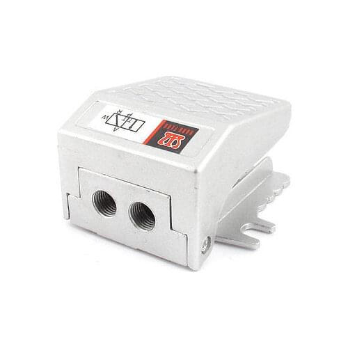 FV-02 Alloy 1/4BSP Threaded Air Pneumatic Pedal Valve Foot Switch Silver Tone