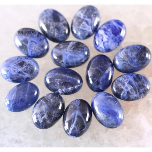 18x13MM CAB Cabochon Oval Natural Stone Beads Blue Sodalite For Jewelry Making Necklace Pendant Bracelet Earrings 10Pcs K1587