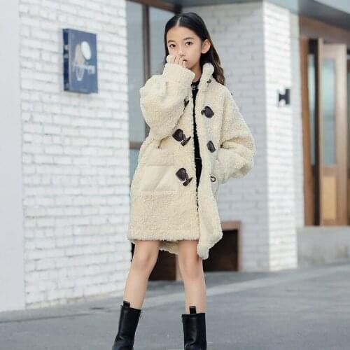 Girls Cashmere Coat 2020 Autumn / Winter New Big Fur All -in-One Windcoat Children 's Clothing Jacket