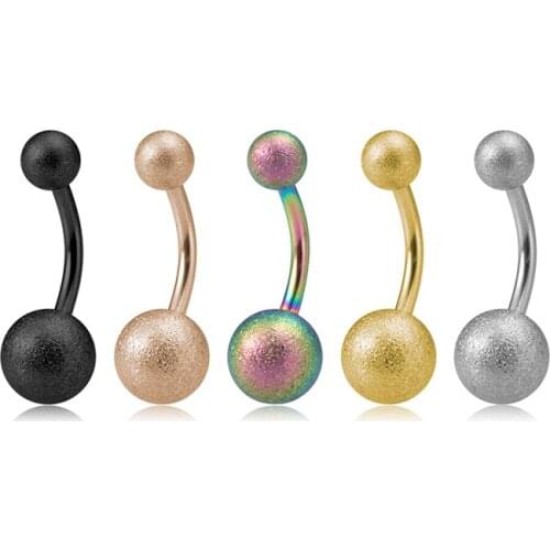 1pc Frosted Belly Button Rings Navel Piercing Barbell Stainless Steel Double Round Nombril Ombligo 14G for Woman Body Jewelry