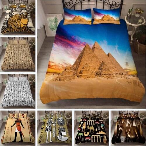 Egypt Duvet Cover Set Art Print Comforter Cover Ancient Egyptian Print Quilt Cover Soft Microfiber Bedding Set