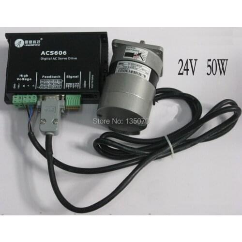 Leadshine BLM57050-1000+ACS606 50W Brushless Servo Motor NEMA 23 Frame Size; 3,000 RPM Rated Speed; 24 VDC Rated Voltage