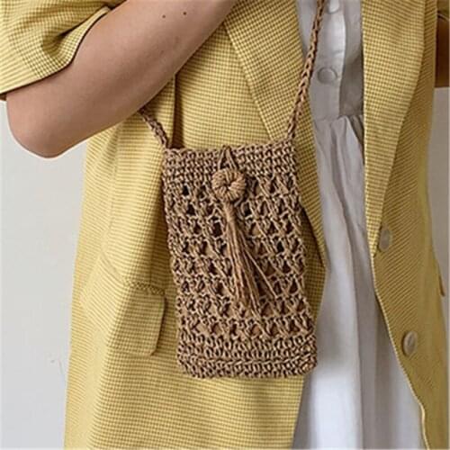 Summer Straw Woven Beach Holiday Handbags for Women Trendy Hollow Out Mini Crossbody Bags Female Tassel Bohemian Shoulder Bag