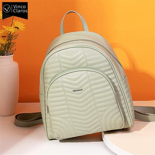 Trend Luxury Designer Backpack Female Quality Soft PU Leather Backpacks for Women Fashion Simple School Backpacks for Girls 2021