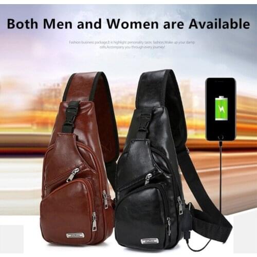 Male Shoulder Bags USB Charging Cross body Bags Men Anti Theft Chest Bag Messengers Bag Men Leather Vintage Pack Travel Back Pa