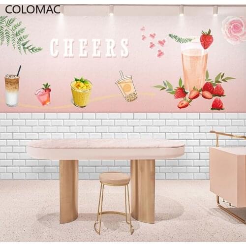 Colomac Custom KOL Milk Tea Shop Fresh Wallpaper Imitation Brick Pattern Cold Drink Shop Mural Wall Stickers Drop Shopping