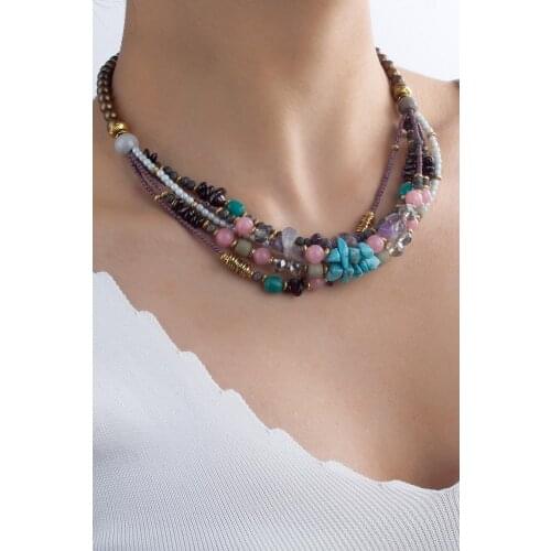 Authentic Amethyst and Natural Stone Bohemian Necklace for Women Mystic Jewelry 2021 Summer Abundance Love Luck кулон Collier