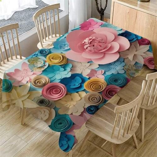 Primeval 3D Flower Print Table Cloth Rectangular Tablecloth Tea Table Cover Linen Blend Dining Toalha De Mesa Home Decor