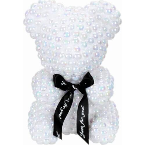 Valentines Day Gift Pearl Rose Teddy Bear Rose Flower Artificial Party Wedding Decoration Christmas Gifts Women Valentines Gift